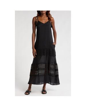 Elan Lace Tie Strap Cover-Up Maxi Dress - Black