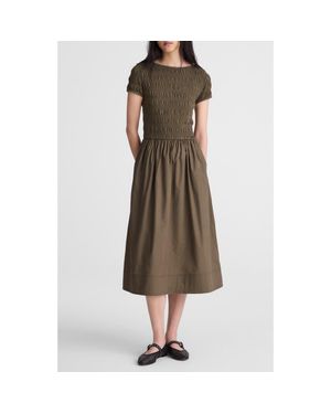 Madewell Smocked Boatneck Midi Dress - Green