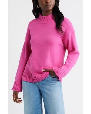 Caslon Roll Neck Striped Sweater - Red