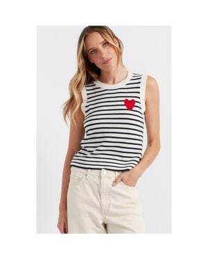 Chinti & Parker Pure Merino Heart Breton Tank - Blue