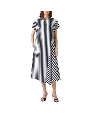 Akris Punto Kodak Stripe Cotton Poplin Midi Shirtdress - Blue