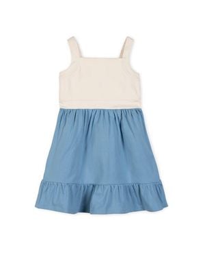 Hope & Henry Kids' Organic Knit Tank Sundress With Flounce - Blue