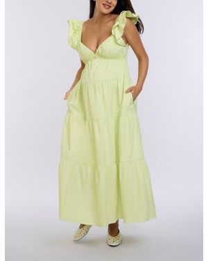Motherhood Maternity Ruffle Sleeve Tie-Back Maternity Maxi Dress - Yellow