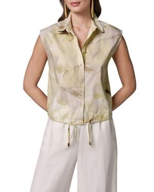 Donna Karan Allover Print Drawstring Hem Sleeveless Top - Natural