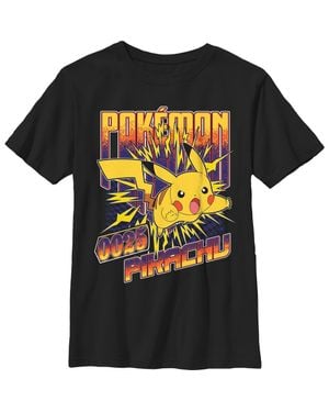 Pokemon Boy's Static Pikachu Graphic T-Shirt - Black