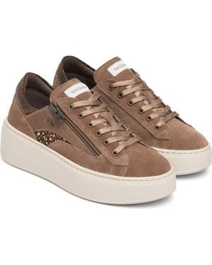Nero Giardini Platform Side Zip Sneaker - Brown