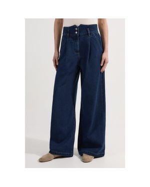 Karen Millen High Waisted Denim Wide Leg Jeans - Blue