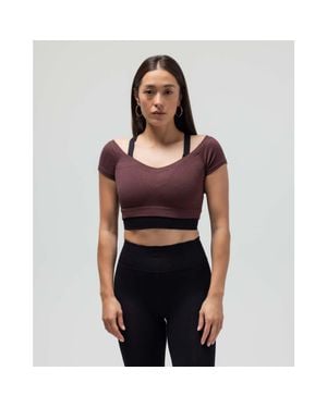Reformer Ribbed Cap Sleeve Crop Top - Red