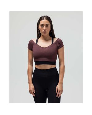 Reformer Ribbed Cap Sleeve Crop Top - Red