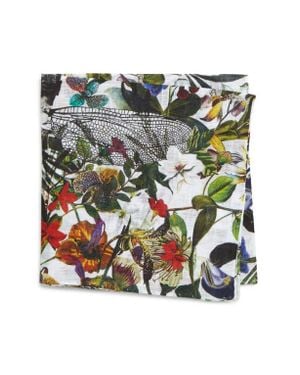 Eton Dragonfly Linen Pocket Square - Green