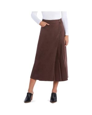 Wash Lab Denim Delphine Side Pleat Denim Maxi Skirt - Brown