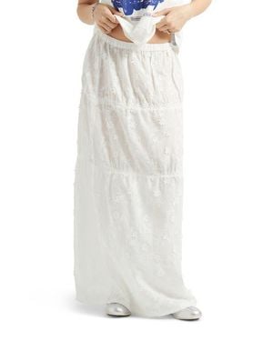 Brixton The Abigail Tiered Cotton Maxi Skirt - White