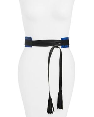 Raina Tassel Leather Wrap Belt - Black