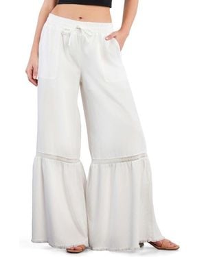 Billy T Drawstring Waist Tiered Denim Pants - White