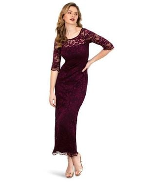 Alie Street London Lila 3/4 Sleeve Lace Maxi Gown - Red