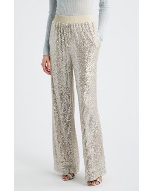 BOSS Tilloi Sequin Wide Leg Pants - Natural