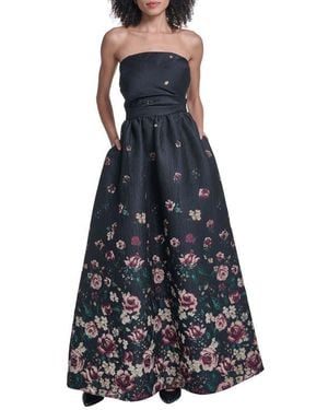 KARL LAGERFELD Floral Print Fils Coupé Ballgown - Blue