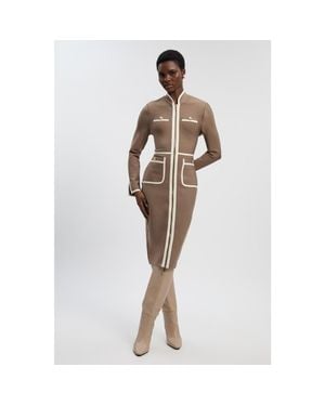 Karen Millen Bandage Military Piping Midi Dress - White