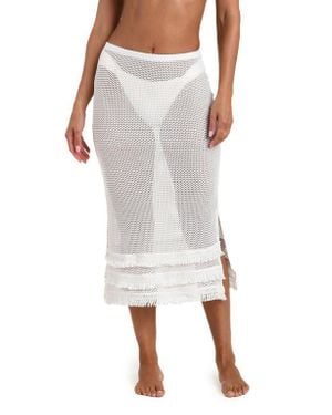 Sunshine 79 Flora Flair Open Stitch Cover-Up Midi Skirt - White