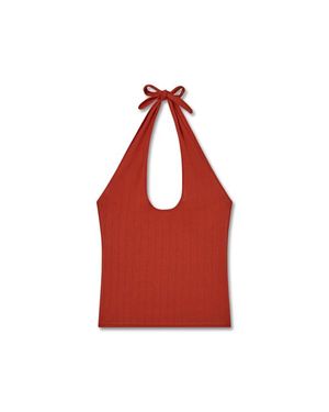 VIR VITA Pauline Pointelle Halter Top - Red
