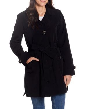 Gallery Belted Raincoat - Black