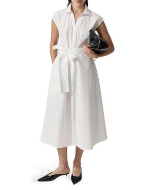 DELUC Imola Tie Waist Sleeveless Shirtdress - White