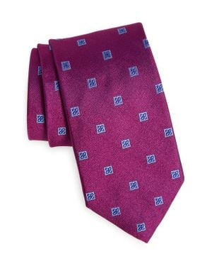 David Donahue Floral Medallion Silk Tie - Purple