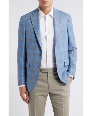 Jack Victor Midland Contemporary Fit Plaid Slub Wool Sport Coat - Blue