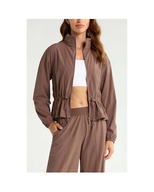 Zella Atlas Jacket With Hidden Hood - Brown
