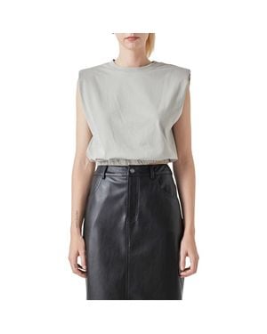 Grey Lab Open Back Crop T-Shirt - Gray