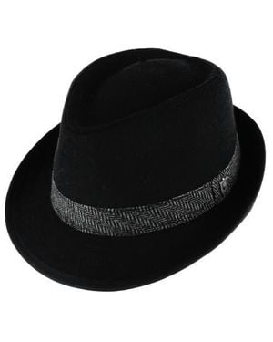 Ascentix Wool Blend All Season Fedora Hat With Herringbone Band - Black