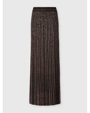 Missoni Long Skirt With Lamé Stripes - Brown