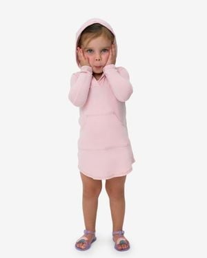BloqUV Toddler's Long Sleeve Hoodie Dress For Sun And Uv Protection - Pink