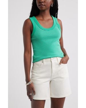 Caslon Scoop Neck Rib Cotton Tank - Green