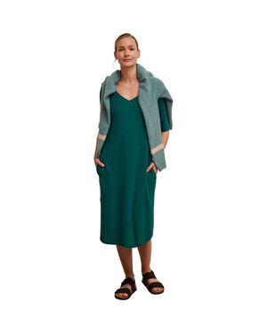 Celtic & Co. Linen Blend V-Neck Midi Dress - Green