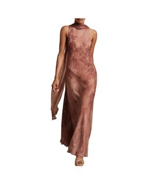 Reiss Lacey Sleeveless Column Dress - Brown