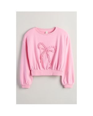 Treasure & Bond Kids' Appliqué Bow Sweatshirt - Pink