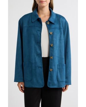 Anne Klein Faux Suede Five-Button Jacket - Blue