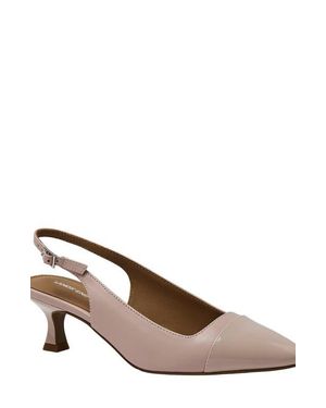Lands' End Leather Slingback Cap Toe Kitten Heels - Brown