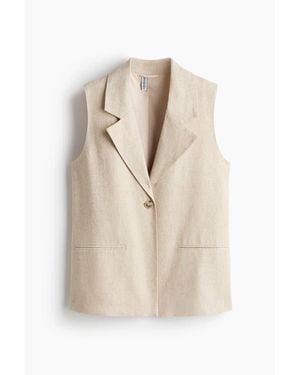 H&M Linen-Blend Waistcoat - Natural