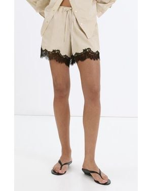 Mango Striped Lace Shorts - Natural