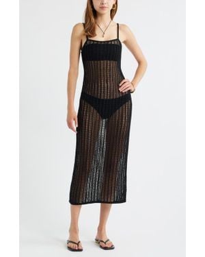 Open Edit Open Stitch Cotton Blend Sweater Dress - Black