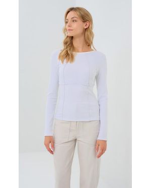 Anatomie Long Sleeve Celeste Rib Top With Seam Shaping - White
