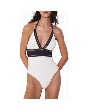 Reiss Giana Halter One-Piece Swimsuit - Blue