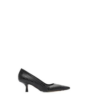 Burberry Check Leather Dame Low Pumps - Black