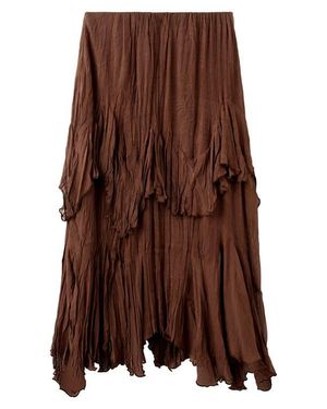 Mango Ruffled Chiffon Maxi Skirt - Brown