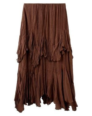 Mango Ruffled Chiffon Maxi Skirt - Brown