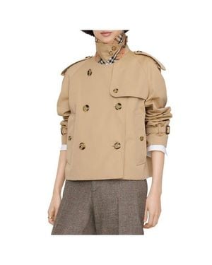 Burberry Cropped Gabardine Trench Jacket - Natural