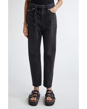 Sacai Belted Straight Leg Jeans - Black