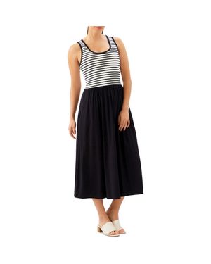 Karen Kane Stripe Sleeveless Midi Dress - Black